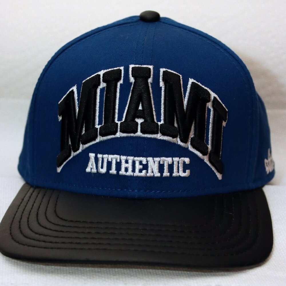 MIAMI AUTHENTIC Baseball Cap Shaped Black Brim, BlueBody , with Logos Adjustable